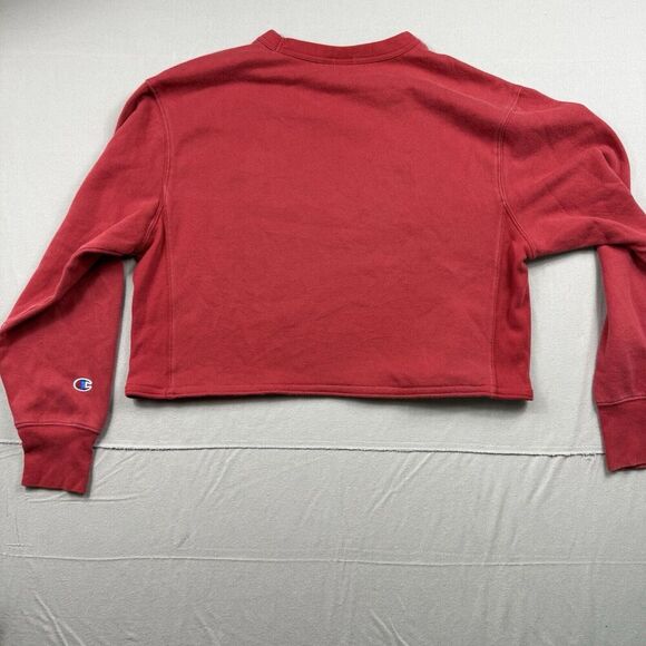 Vintage Champion Crop Sweatshirt Sweatshirt Red SZ Medium Long Sleeve Crewneck - Picture 12 of 12